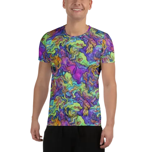 Dreamwave Mosaic on a Men's Athletic T-Shirt