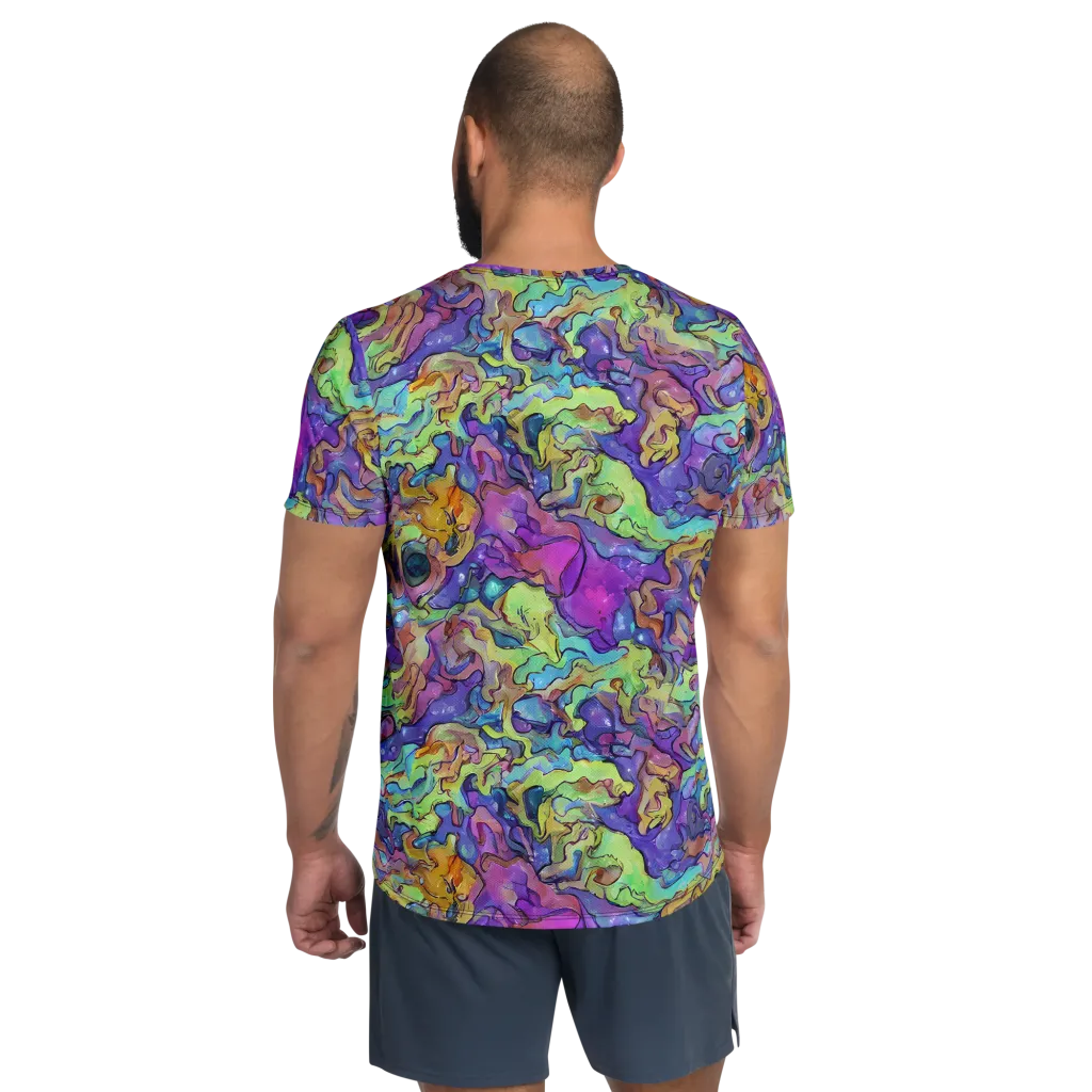 Dreamwave Mosaic on Men's Athletic T-Shirt — Back