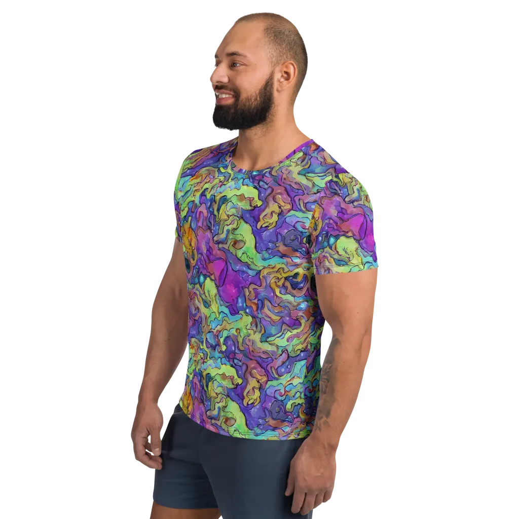 Dreamwave Mosaic on Men's Athletic T-Shirt — Left