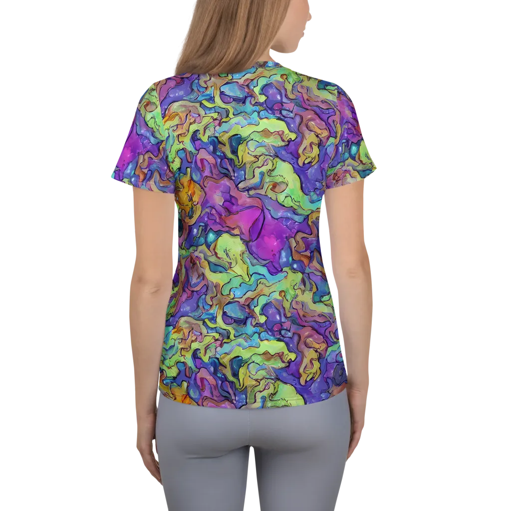Dreamwave Mosaic on Women's Athletic T-Shirt — Back