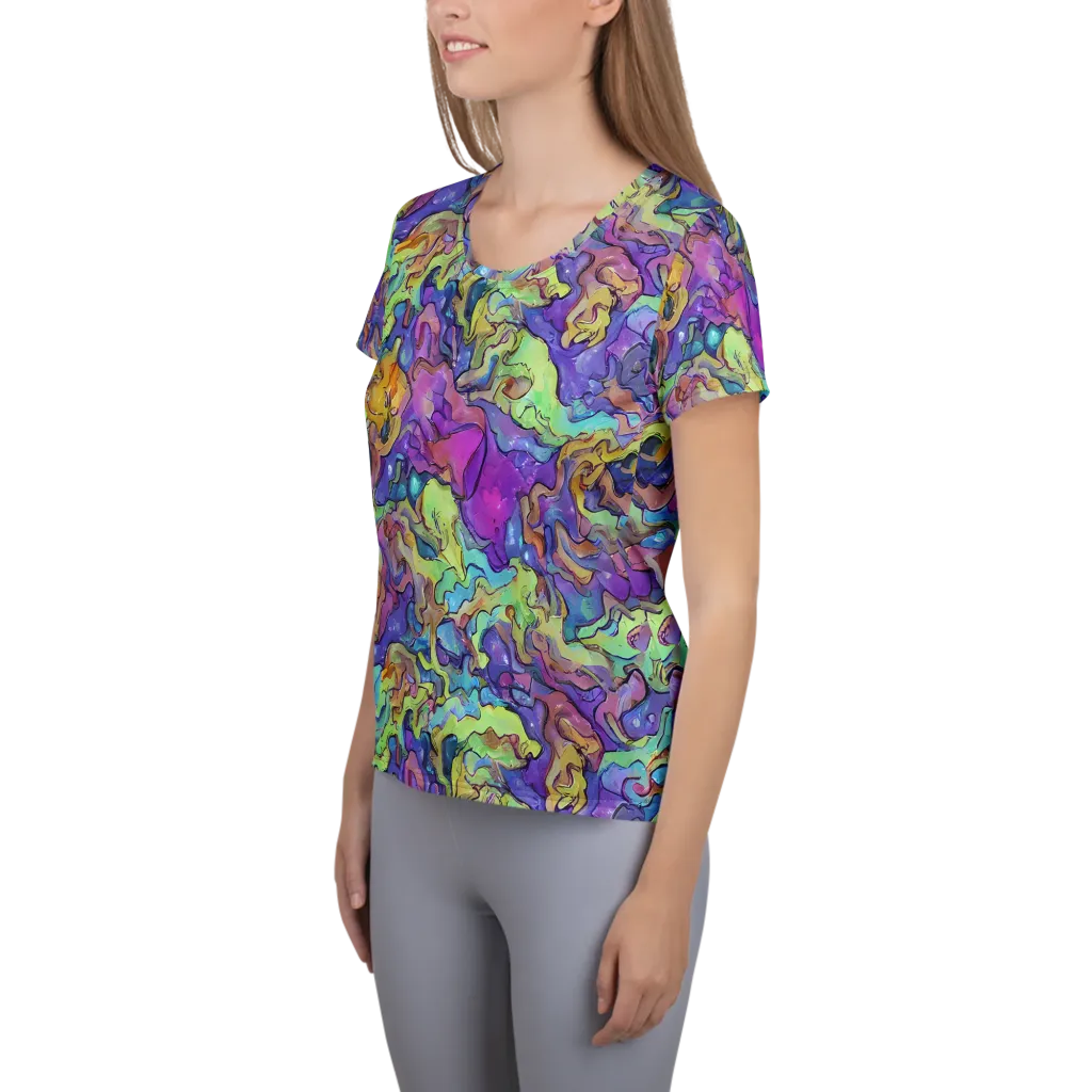 Dreamwave Mosaic on Women's Athletic T-Shirt — Left