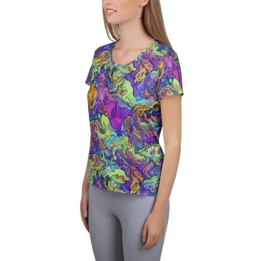 Dreamwave Mosaic on a Women's Athletic T-Shirt