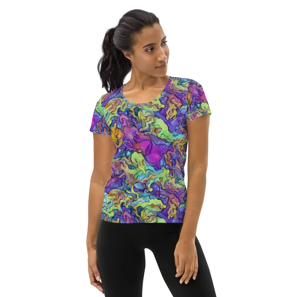 Dreamwave Mosaic on Women's Athletic T-Shirt — Front