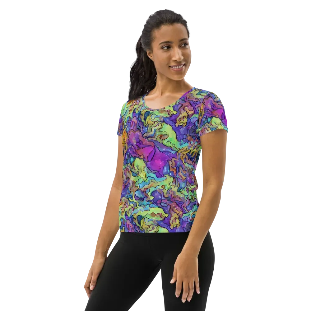 Dreamwave Mosaic on Women's Athletic T-Shirt — Left