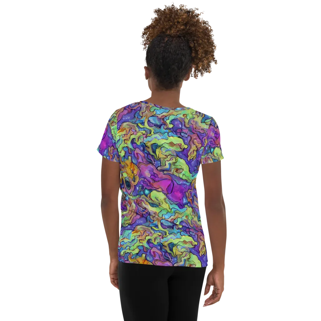 Dreamwave Mosaic on Women's Athletic T-Shirt — Back