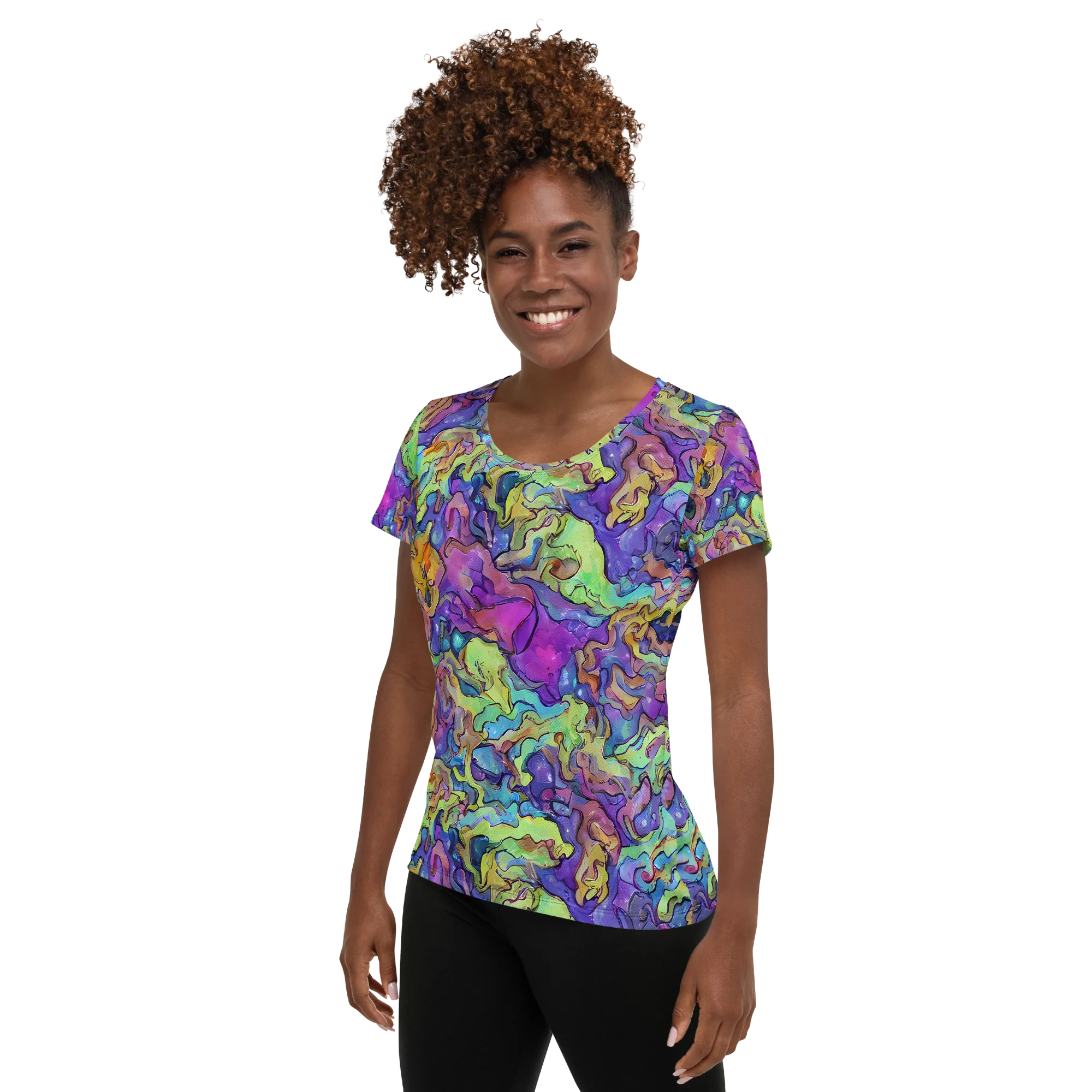 Dreamwave Mosaic on Women's Athletic T-Shirt — Left
