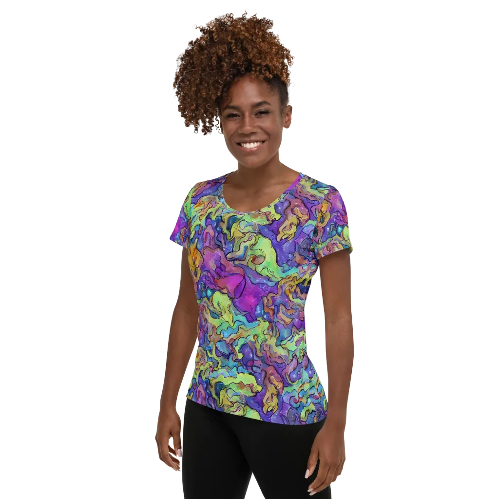 Dreamwave Mosaic on Women's Athletic T-Shirt — Left