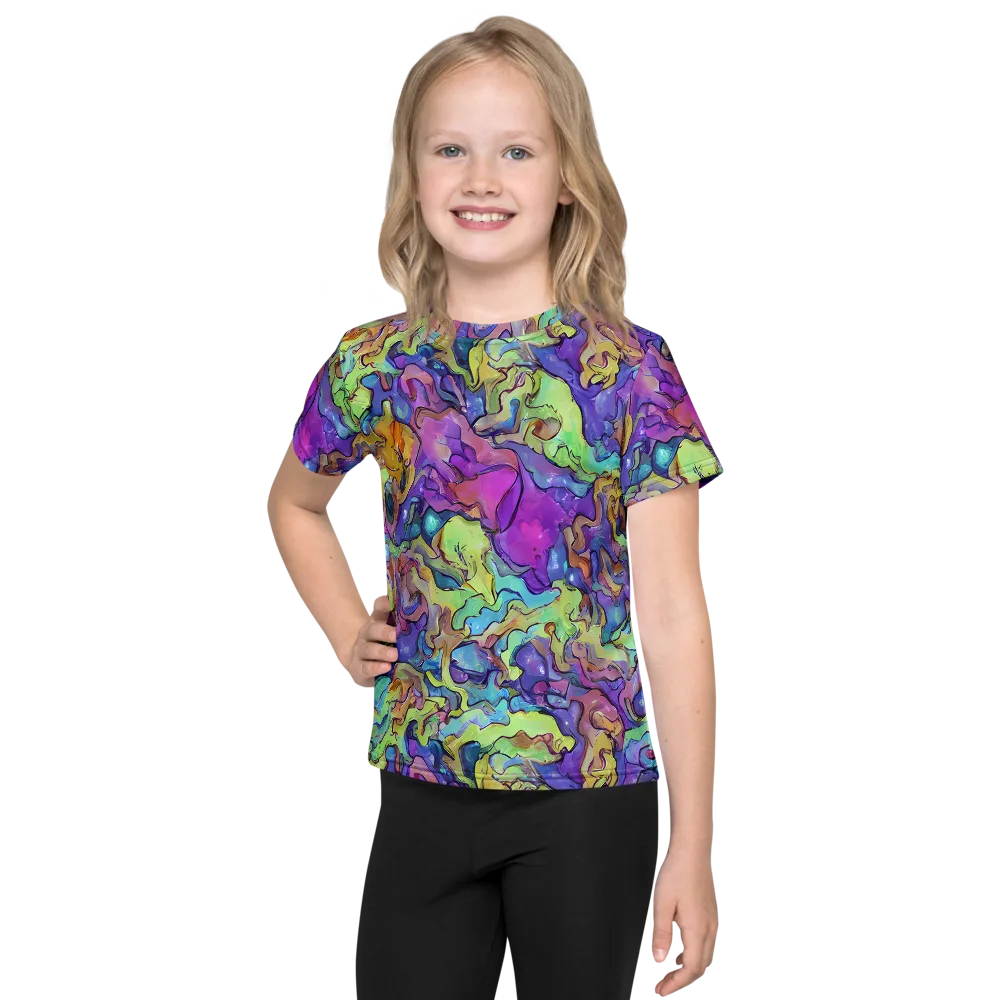 Dreamwave Mosaic on Kids Crew Neck T-Shirt — Front