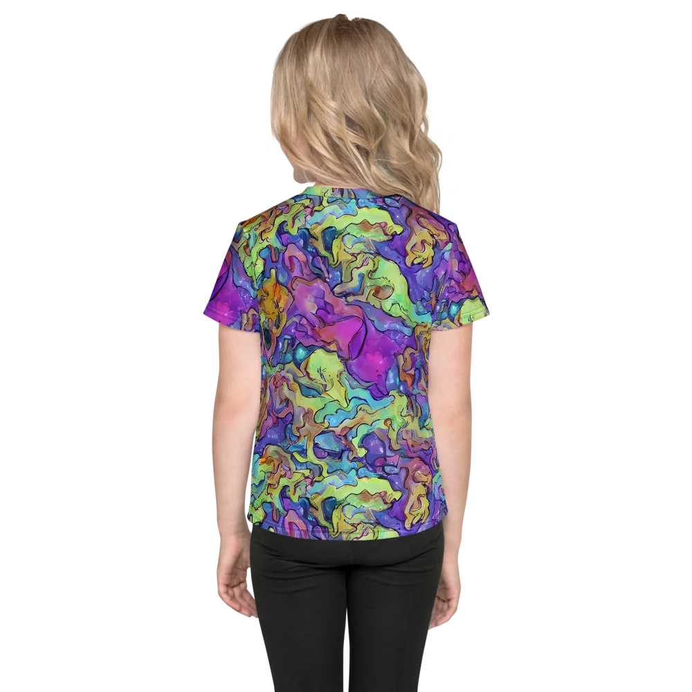Dreamwave Mosaic on Kids Crew Neck T-Shirt — Back