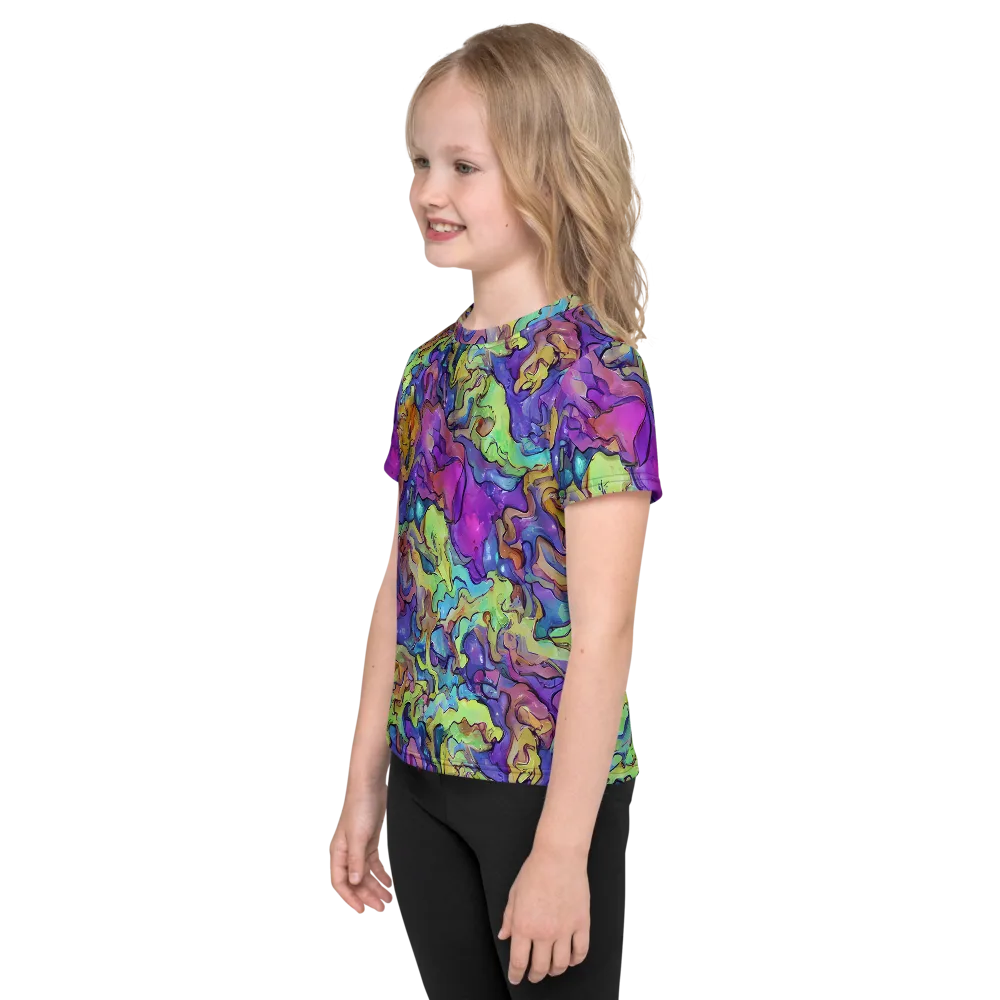 Dreamwave Mosaic on Kids Crew Neck T-Shirt — Left