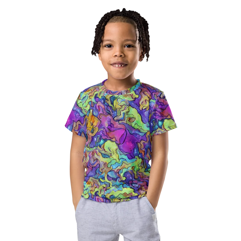 Dreamwave Mosaic on Kids Crew Neck T-Shirt — Front