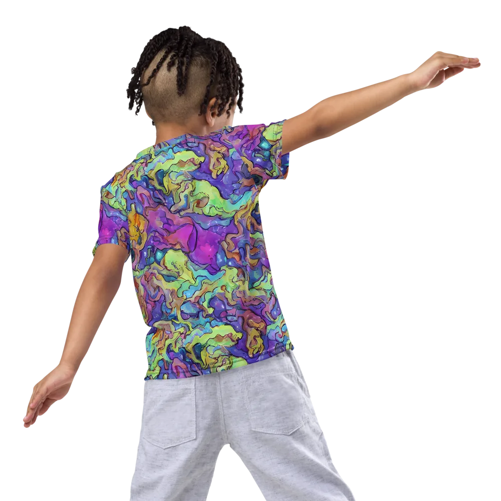 Dreamwave Mosaic on Kids Crew Neck T-Shirt — Back