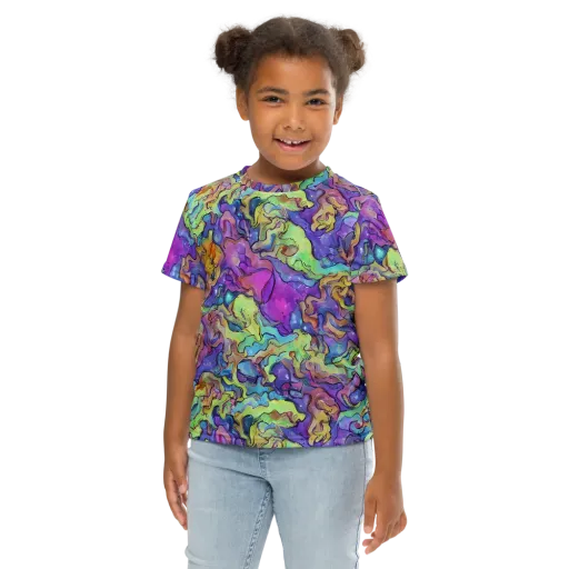 Dreamwave Mosaic on a Kids Crew Neck T-Shirt
