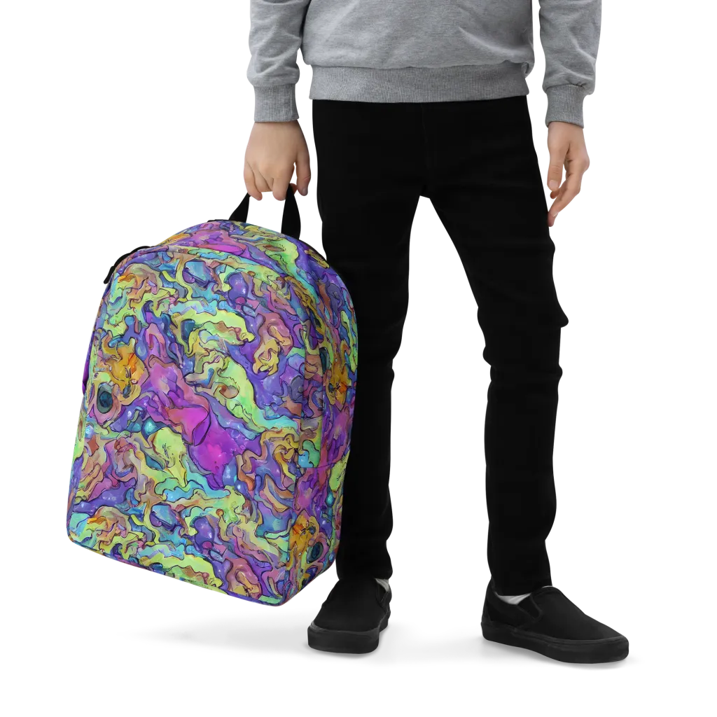 Dreamwave Mosaic on Minimalist Backpack — Zoomed-in
