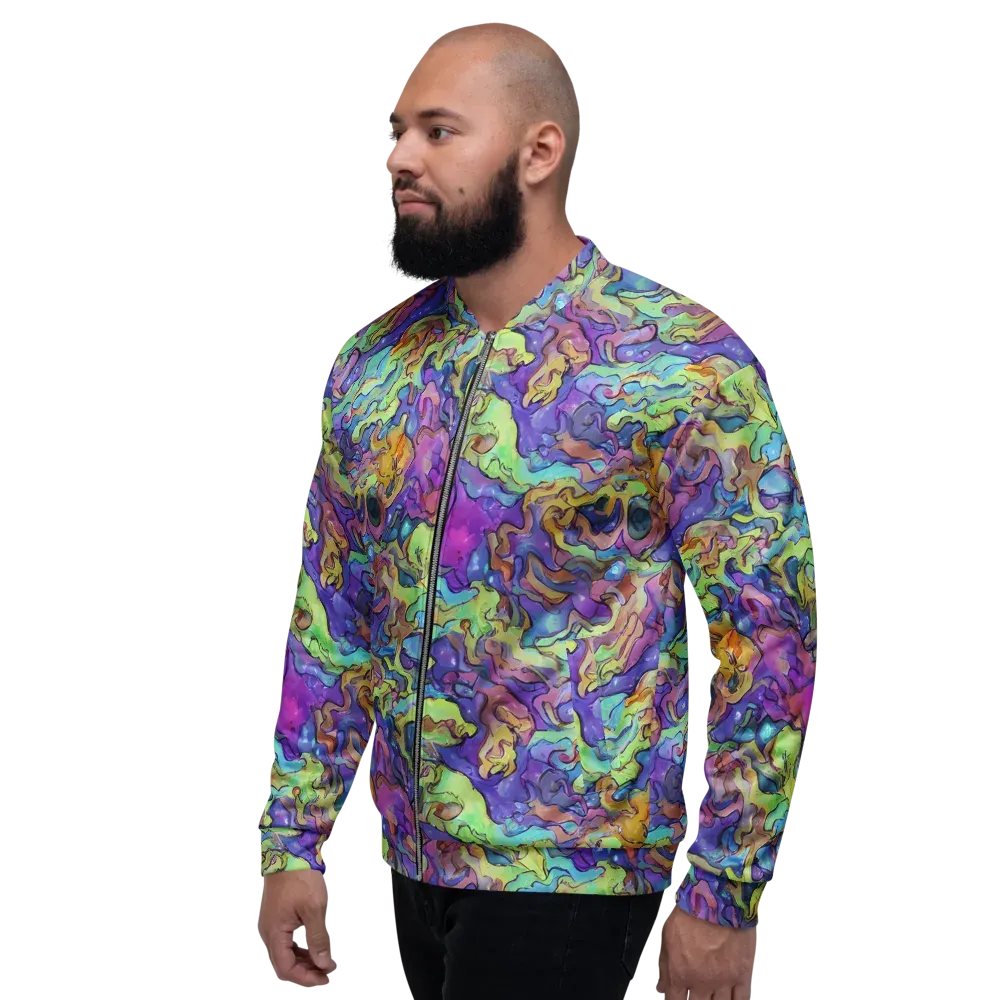 Dreamwave Mosaic on Bomber Jacket — Left