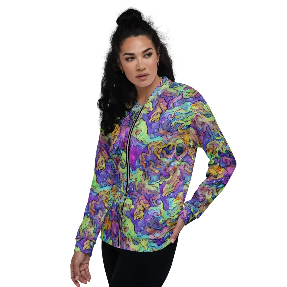 Dreamwave Mosaic on Bomber Jacket — Left