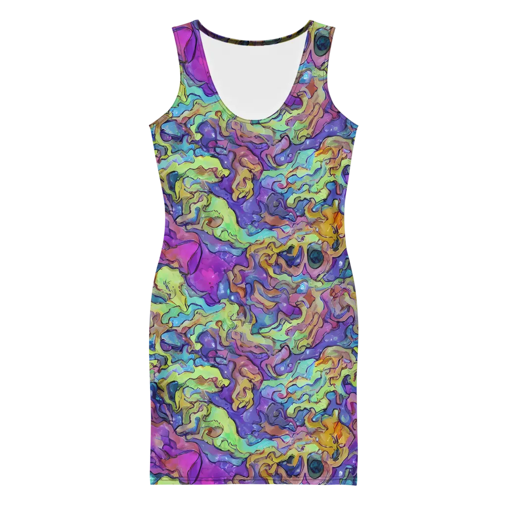 Dreamwave Mosaic on Bodycon Dress — Front