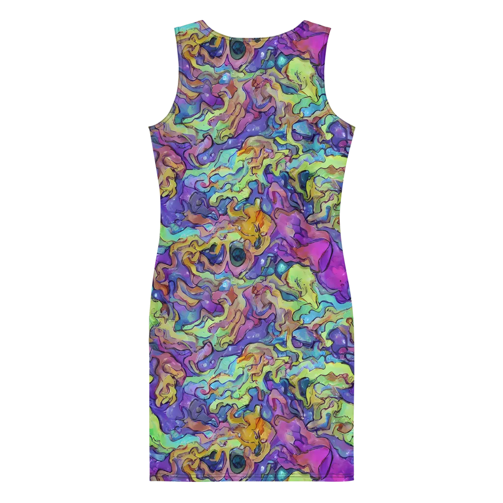 Dreamwave Mosaic on Bodycon Dress — Back