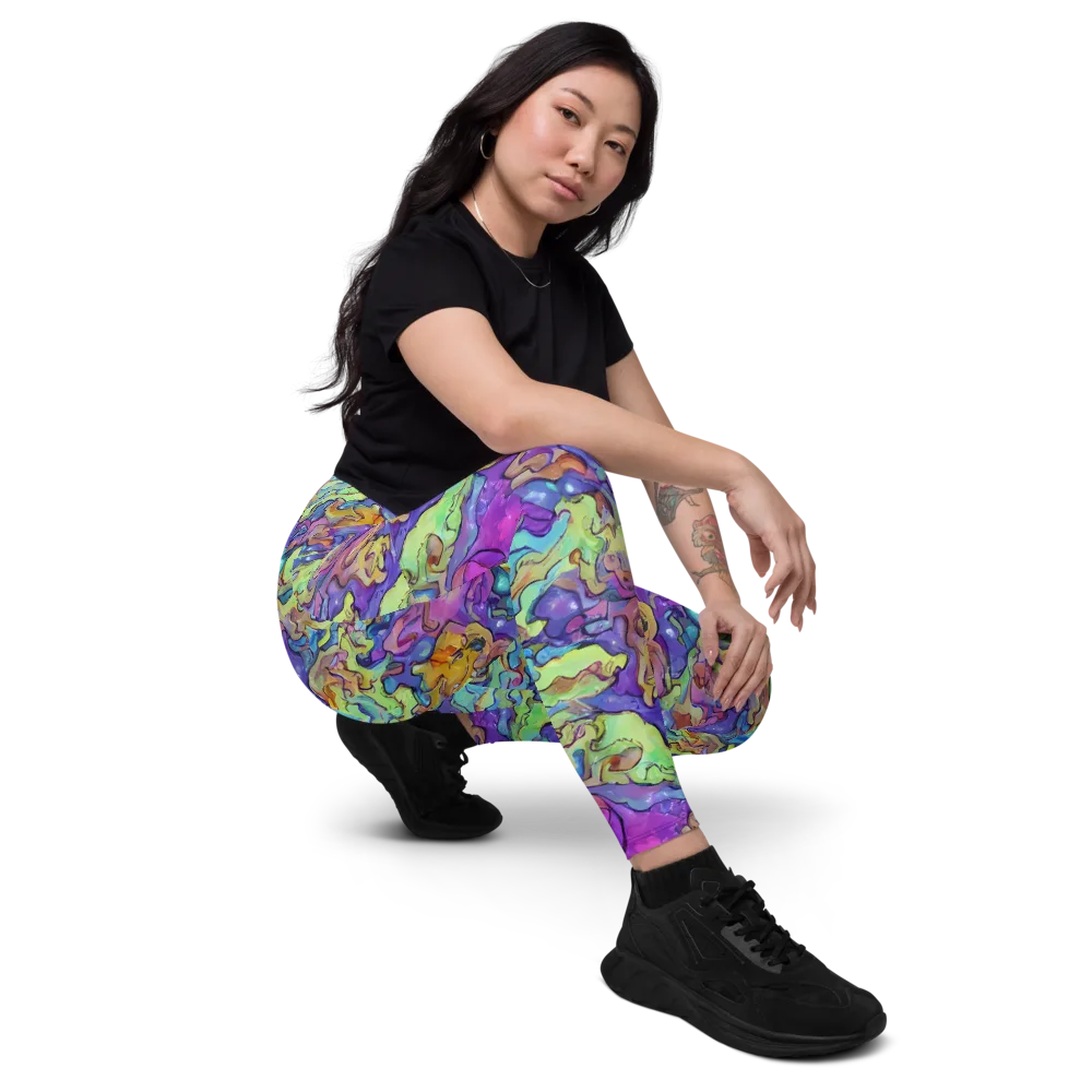 Dreamwave Mosaic on Leggings with Pockets — Right Front