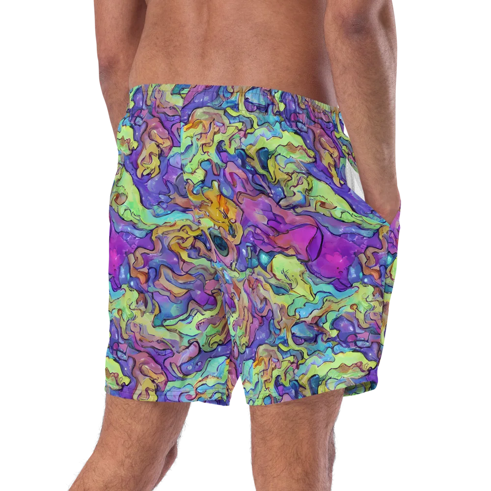 Dreamwave Mosaic on Swim Trunks — Right Back