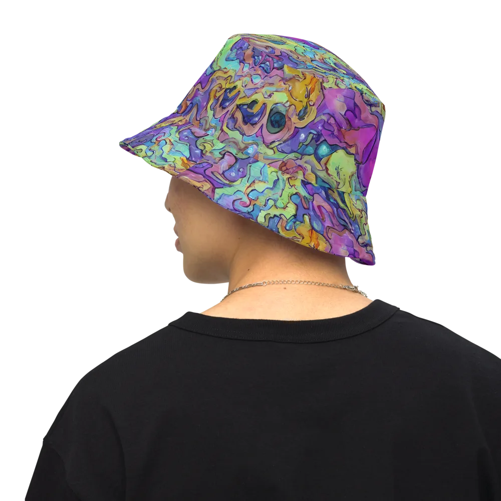 Dreamwave Mosaic on Reversible Bucket Hat — Back Inside