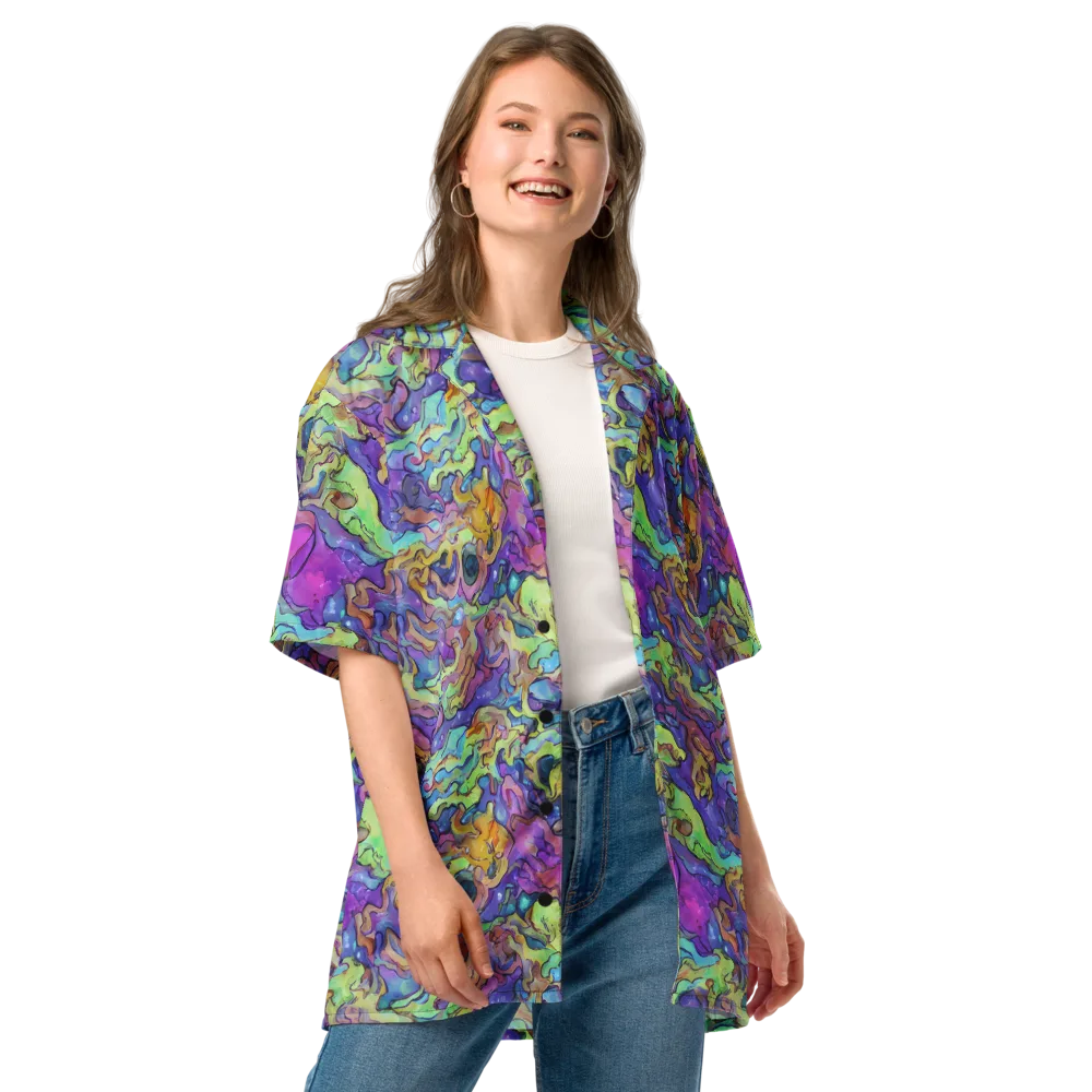 Dreamwave Mosaic on Button Shirt — Front
