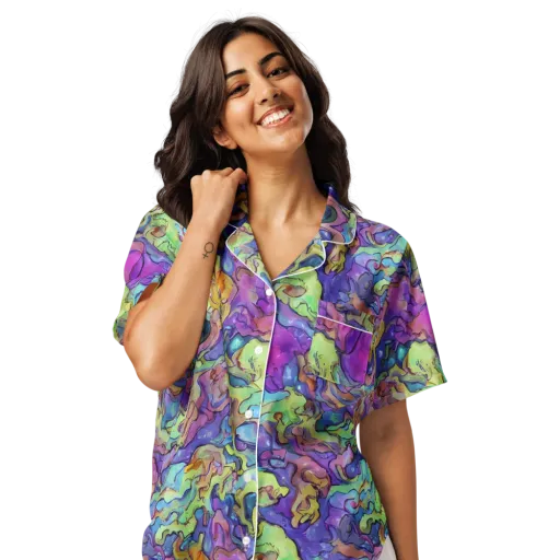 Dreamwave Mosaic on a Women's Short Sleeve Pajama Top
