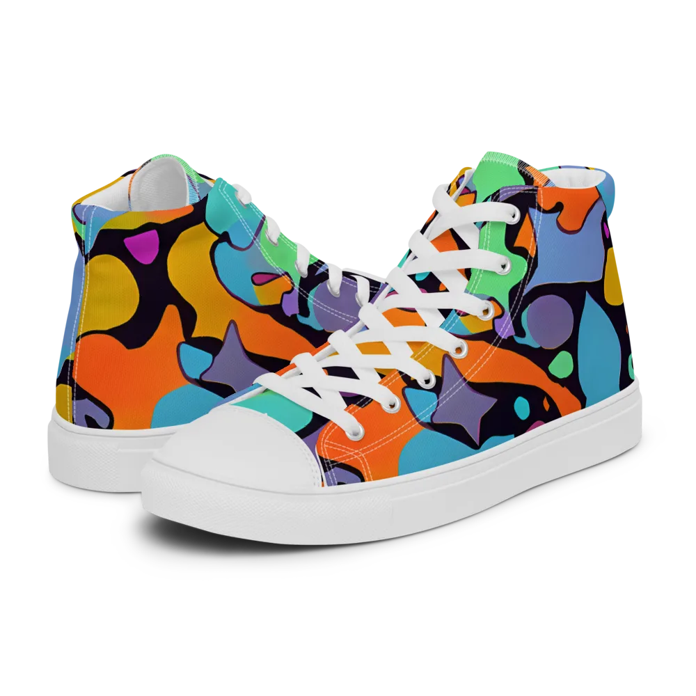 Acid Spectrum on Men's High Top Canvas Shoes — Left