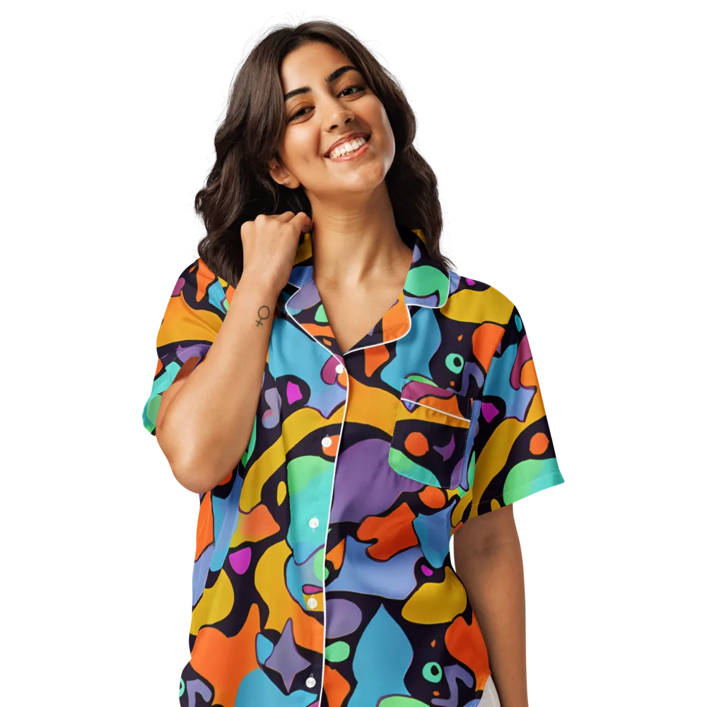 Acid Spectrum on Women's Short Sleeve Pajama Top — Front