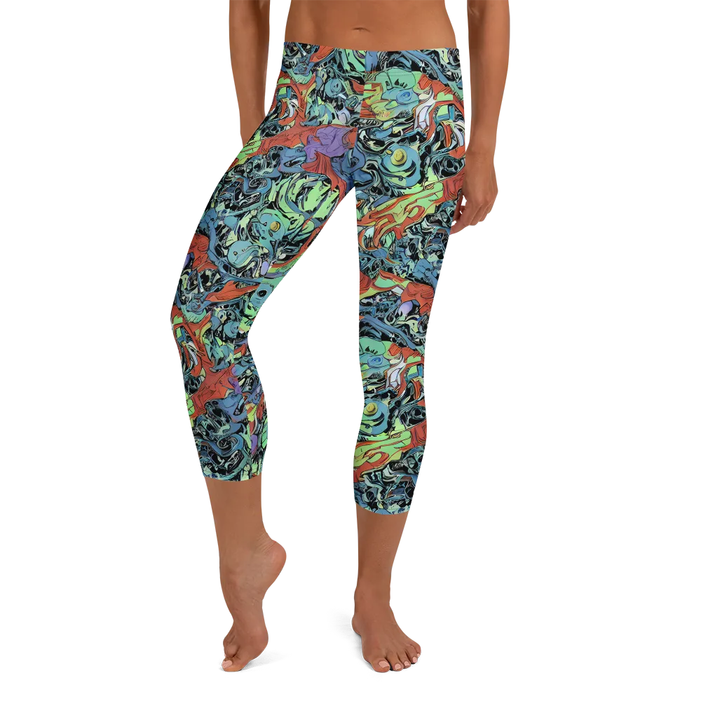 Surreal Shoal on Capri Leggings — Front