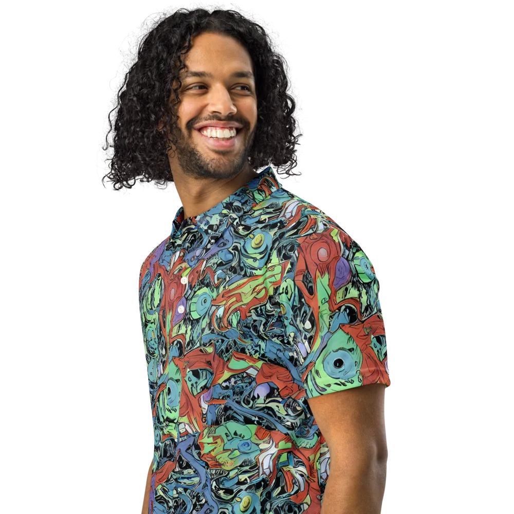 Surreal Shoal on Men's Slim Fit Polo Shirt — Left Front