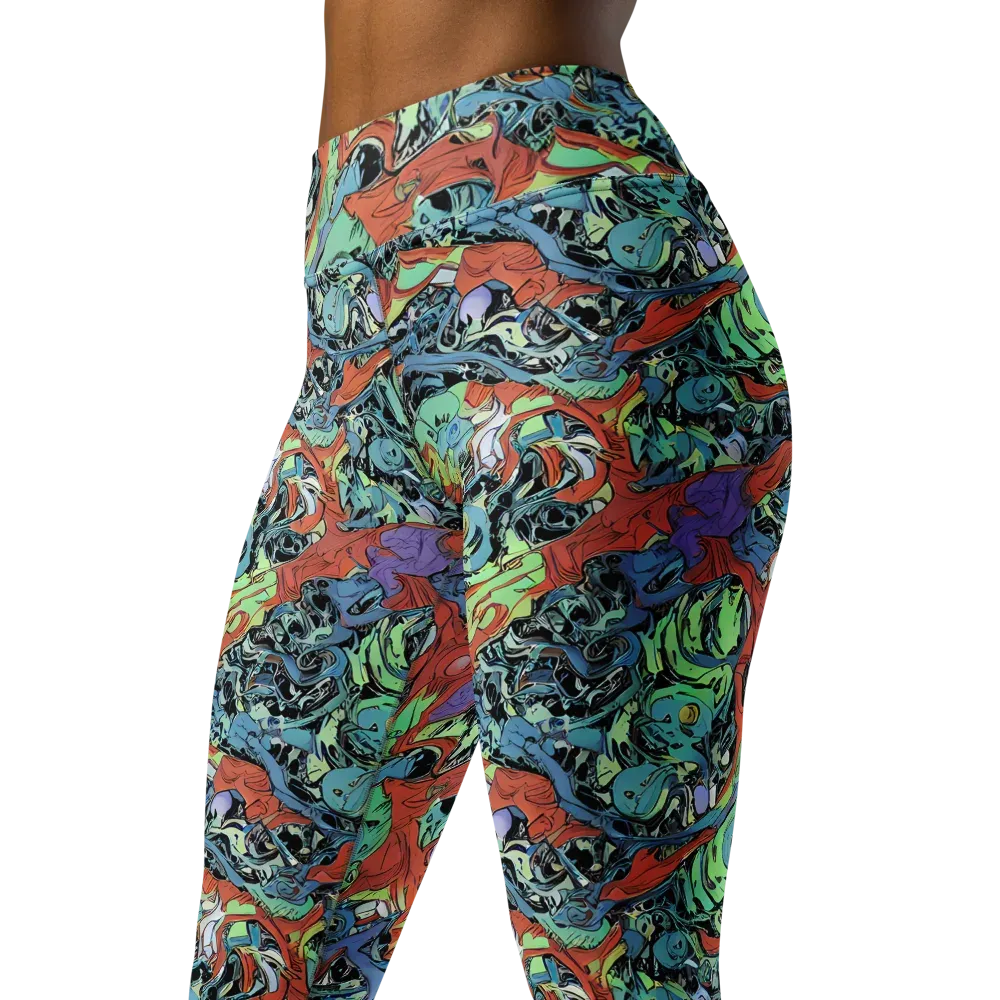 Surreal Shoal on Yoga Leggings — Left Front