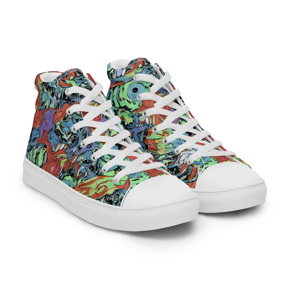Surreal Shoal on Men's High Top Canvas Shoes — Right Front