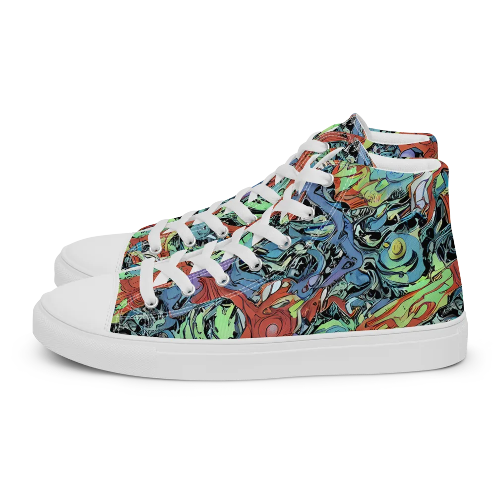 Surreal Shoal on Men's High Top Canvas Shoes — Left