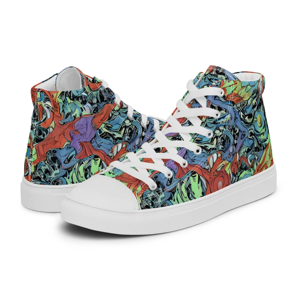 Surreal Shoal on Men's High Top Canvas Shoes — Left