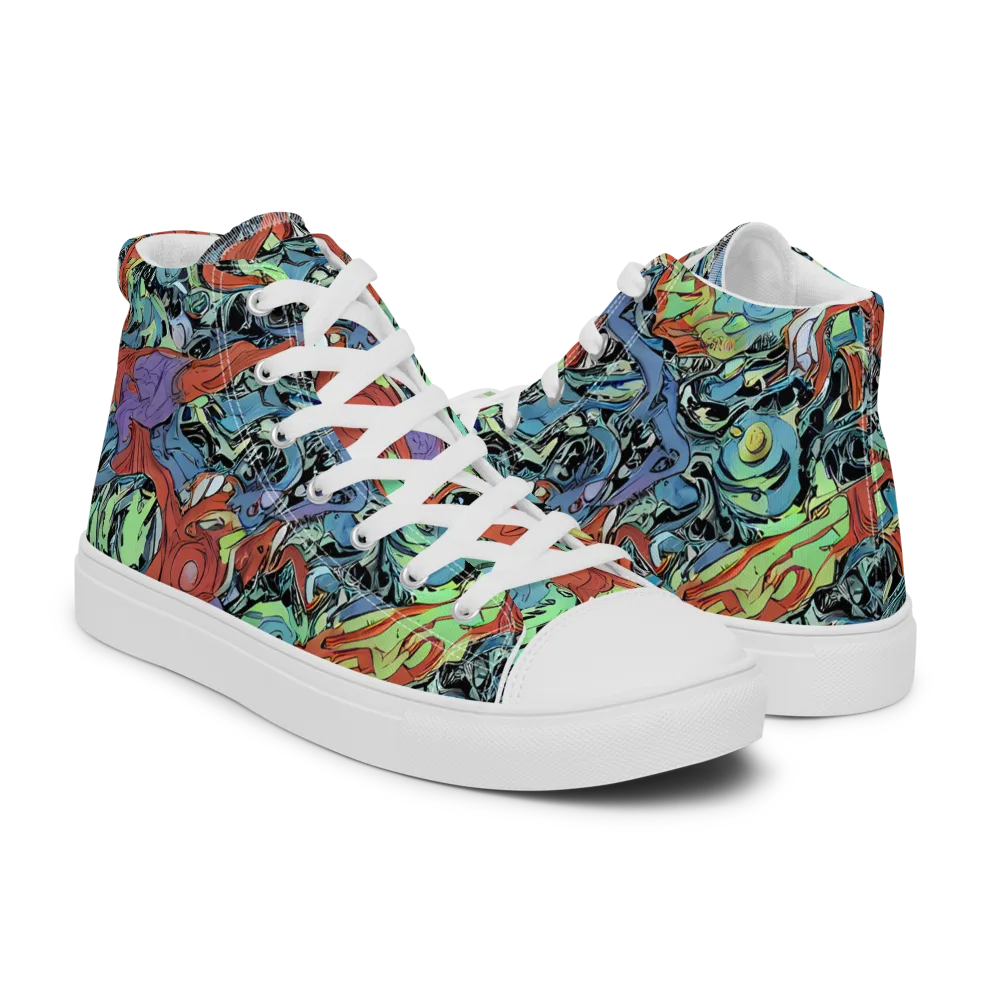 Surreal Shoal on Men's High Top Canvas Shoes — Right