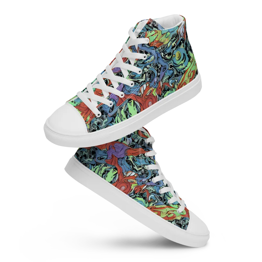 Surreal Shoal on Men's High Top Canvas Shoes — Front