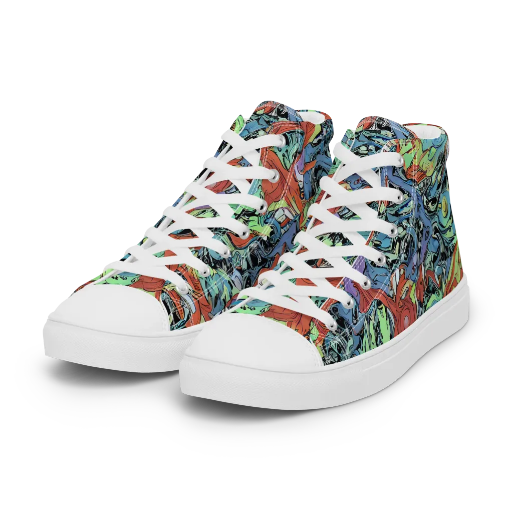 Surreal Shoal on Women's High Top Canvas Shoes — Left Front