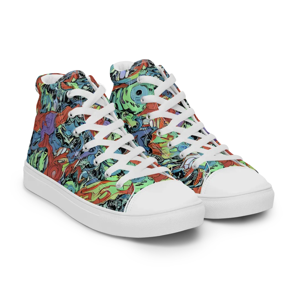 Surreal Shoal on Women's High Top Canvas Shoes — Right Front