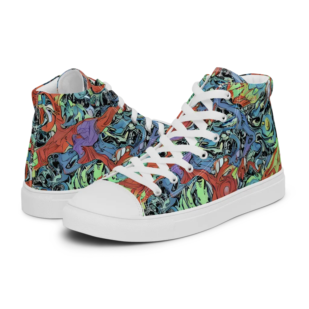 Surreal Shoal on Women's High Top Canvas Shoes — Left