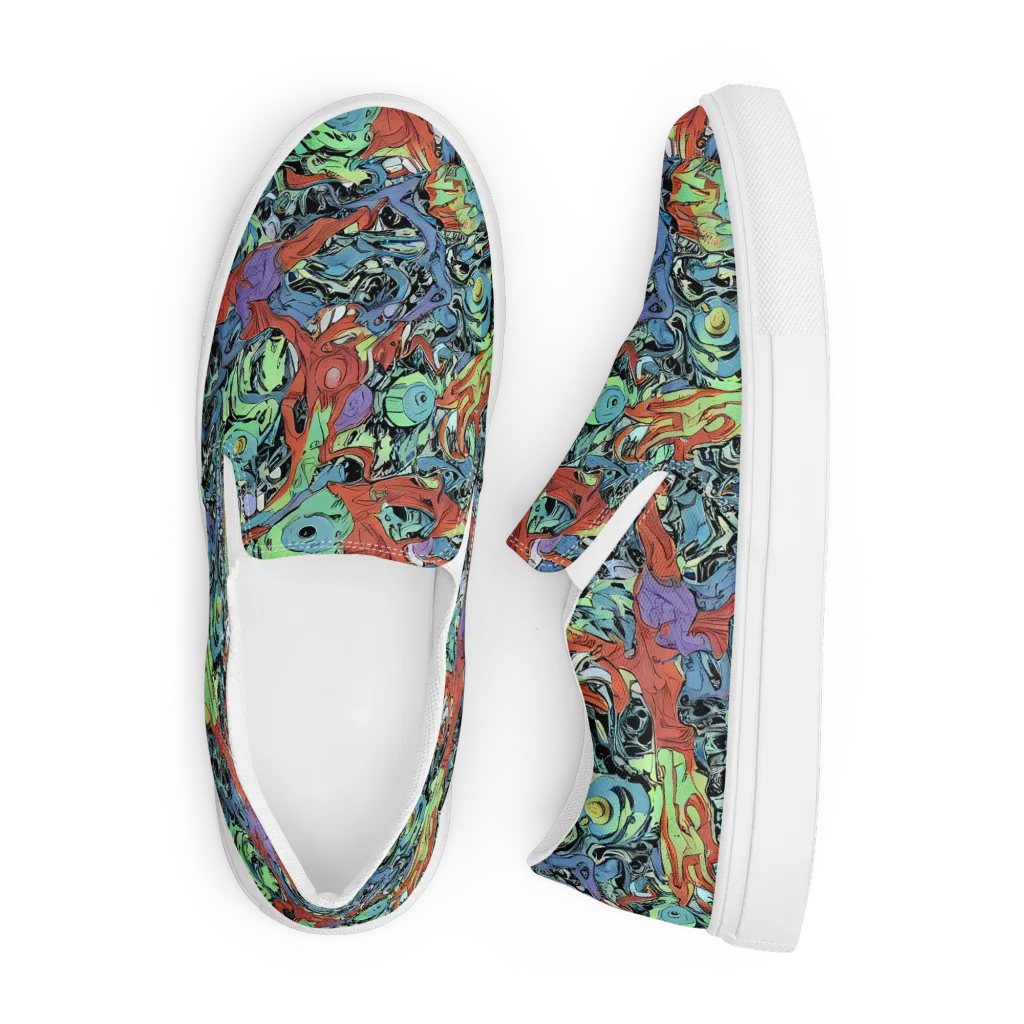 Surreal Shoal on Men's Slip-On Canvas Shoes — Front