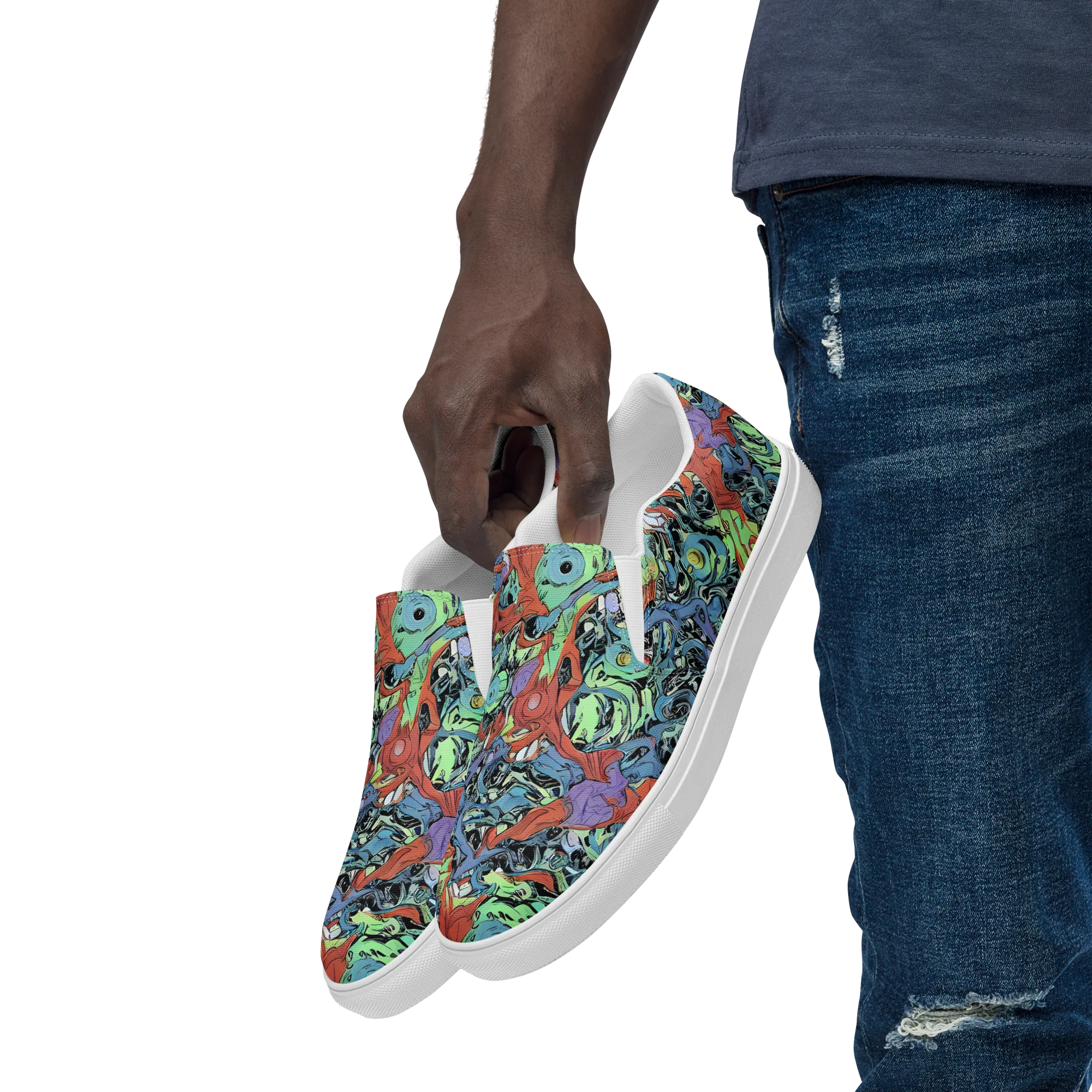 Surreal Shoal on Men's Slip-On Canvas Shoes — Left Front