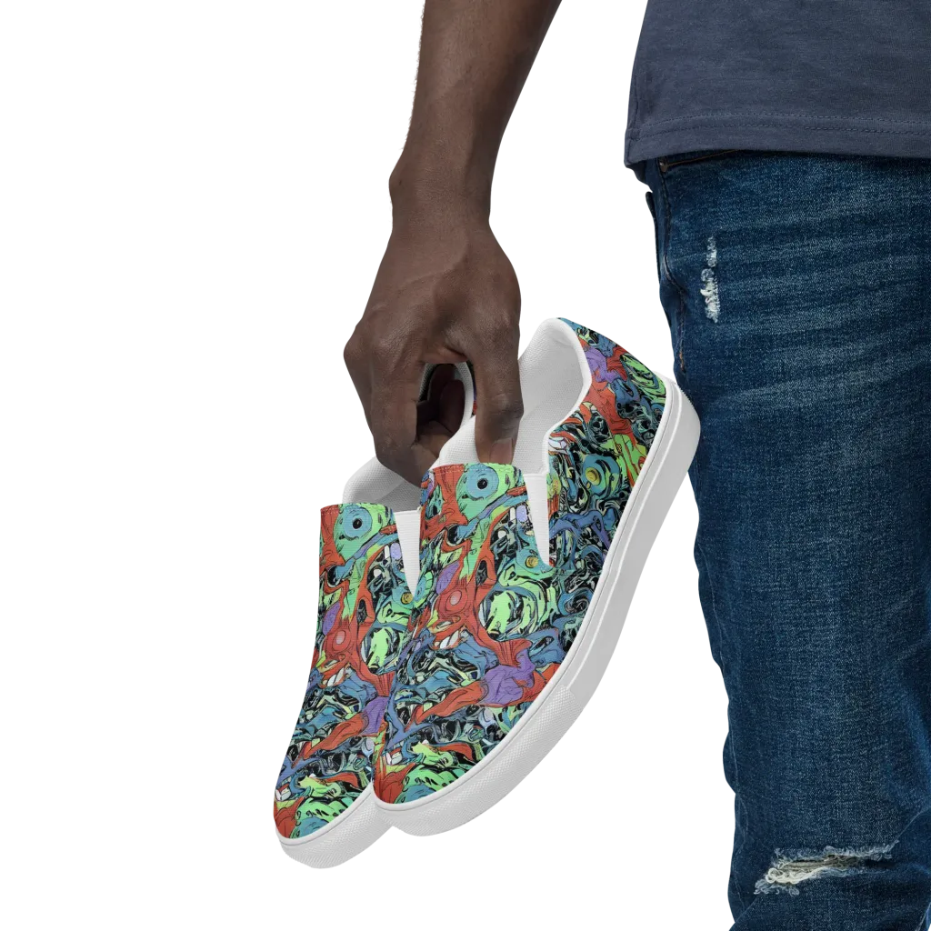 Surreal Shoal on Men's Slip-On Canvas Shoes — Left Front