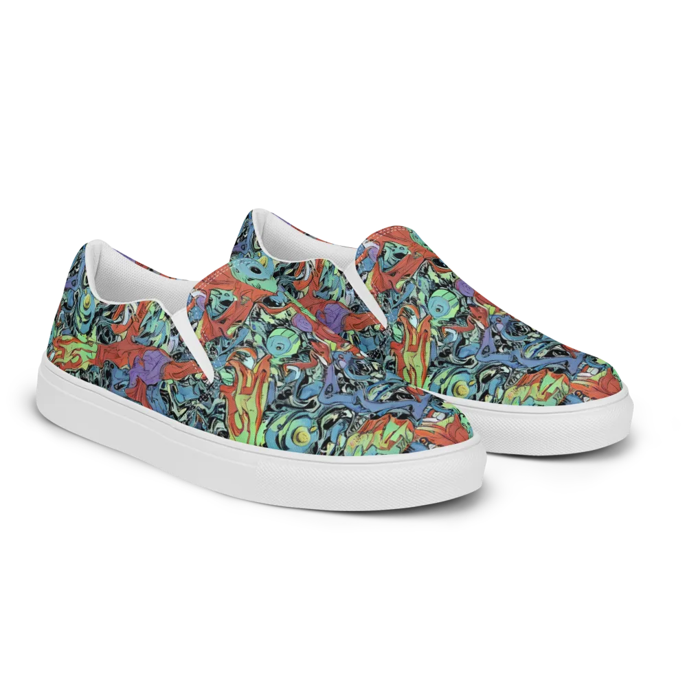Surreal Shoal on Women's Slip-On Canvas Shoes — Right Front