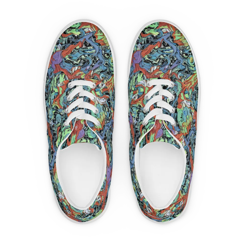 Surreal Shoal on Men's Lace-Up Canvas Shoes — Front