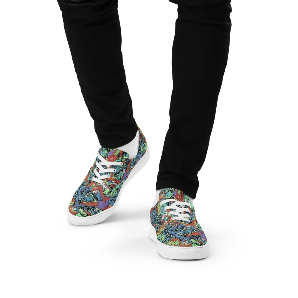 Surreal Shoal on Men's Lace-Up Canvas Shoes — Front