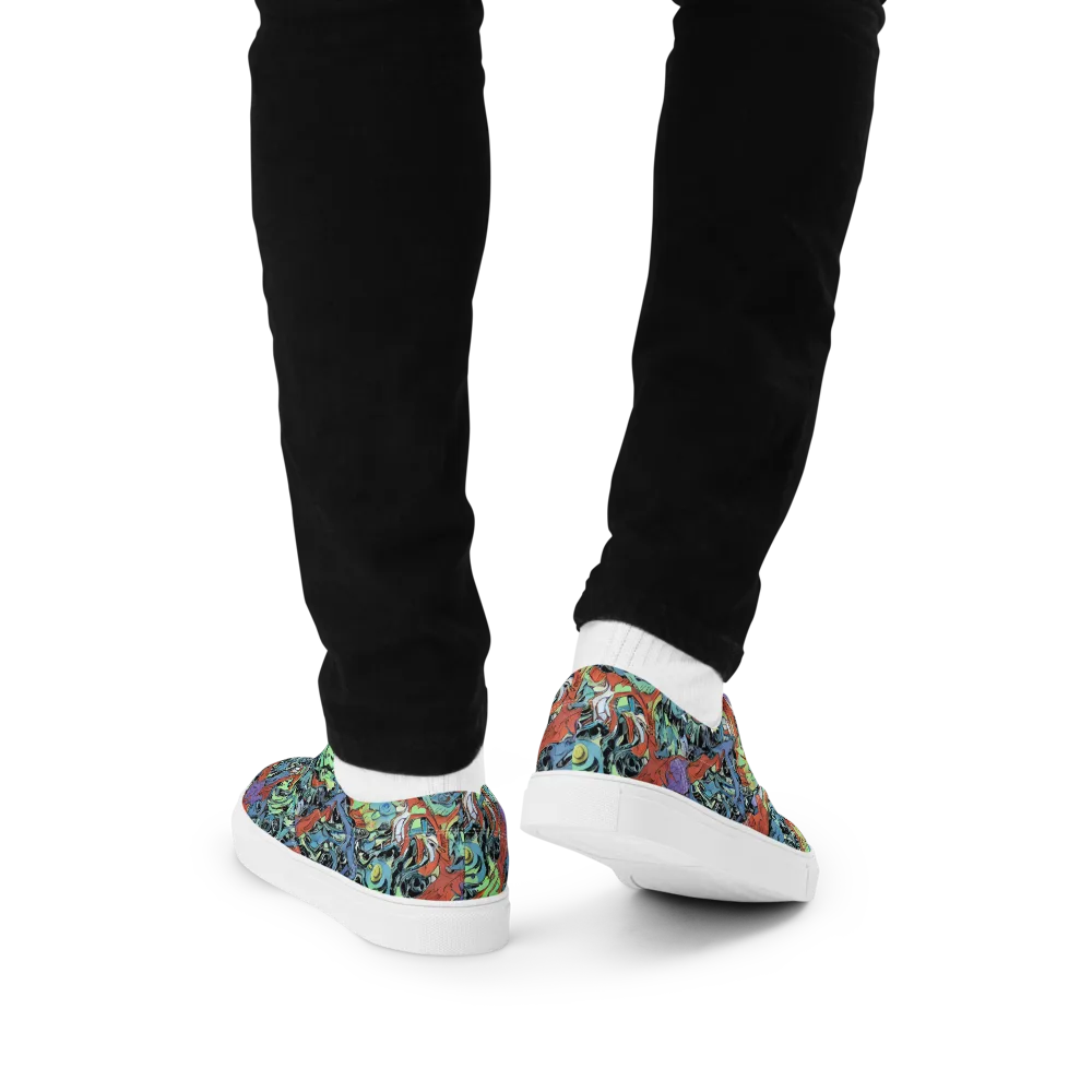 Surreal Shoal on Men's Lace-Up Canvas Shoes — Back