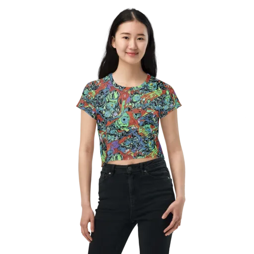 Surreal Shoal on a Crop Tee