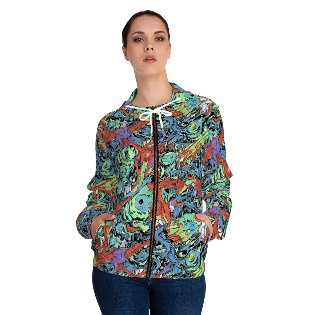 Surreal Shoal on Women's Full-Zip Hoodie — Front On Person