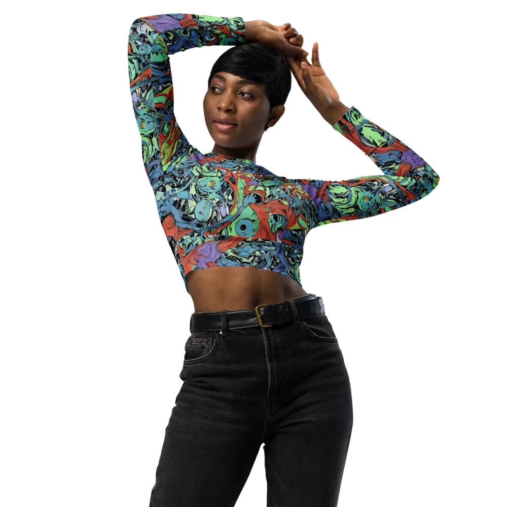 Surreal Shoal on Long Sleeve Crop Top — Front